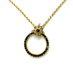 Necklace Pendant By Mariana Woman Glamorous Jet and Light Smoked Topaz Swarovski Crystals
