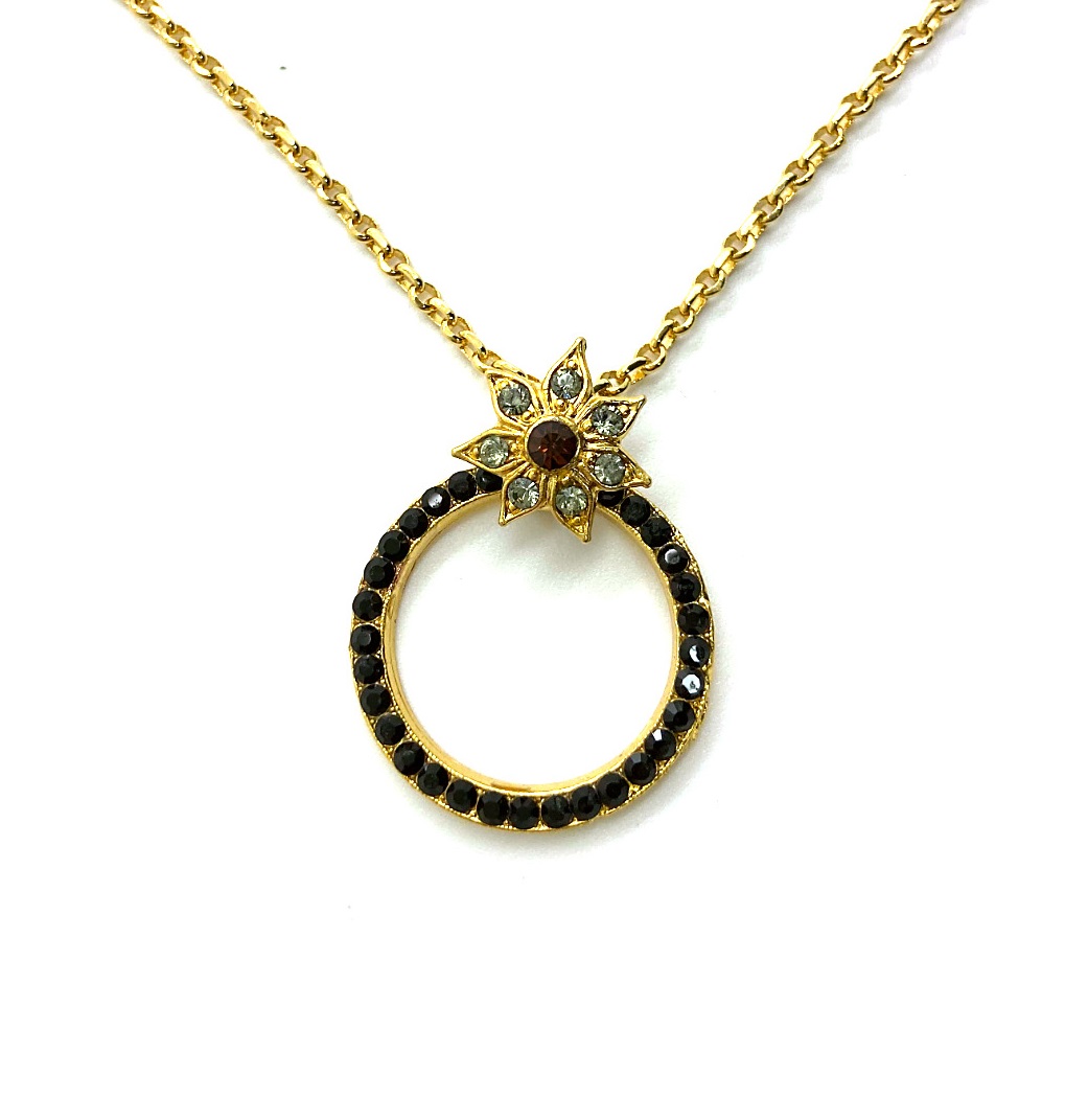 N-5030-11-221-4-YG (2) Necklace Pendant By Mariana Woman Glamorous Jet and Light Smoked Topaz Swarovski Crystals - Image 1