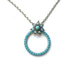 Necklace Pendant By Mariana Woman Halo Turquoise and AB Swarovski Crystals