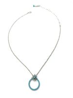 Necklace Pendant By Mariana Woman Halo Turquoise and AB Swarovski Crystals - Image 2