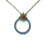 Mariana Necklace Pendant Gorgeous Capri Blue, Rose Peach, & Peridot Austrian Crystals Oasis Sweet Summer Coll.