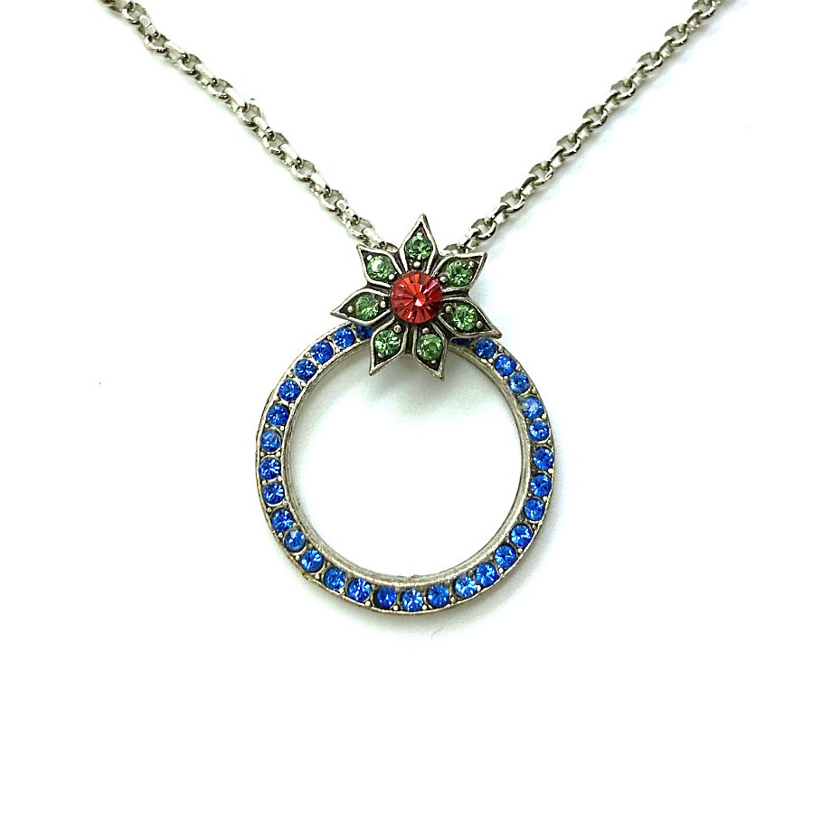 N-5030-11-432-RO (2) Mariana Necklace Pendant Gorgeous Capri Blue, Rose Peach, & Peridot Austrian Crystals Oasis Sweet Summer Coll. - Image 1