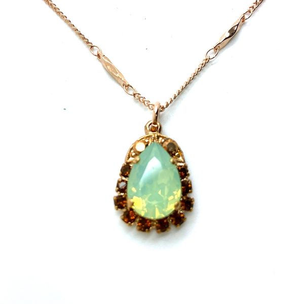 Mariana Necklace Pendant Fab Pacific Opal, Smoked Topaz, & Aurum Austrian Crystals  Serai Cocktail Hour Coll.