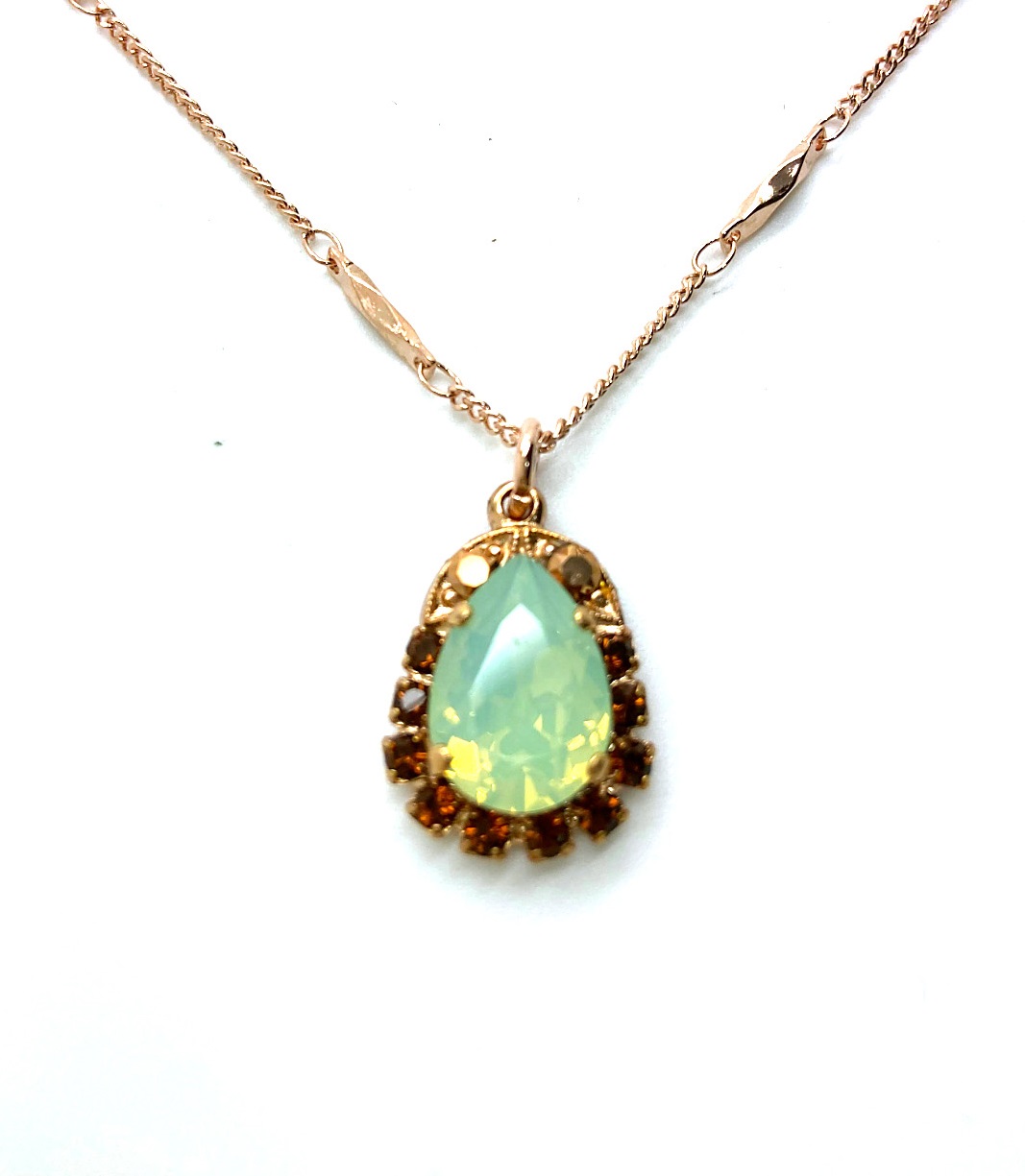 N-5032-50-1040-RG (2) Mariana Necklace Pendant Fab Pacific Opal, Smoked Topaz, & Aurum Austrian Crystals Serai Cocktail Hour Coll. - Image 1