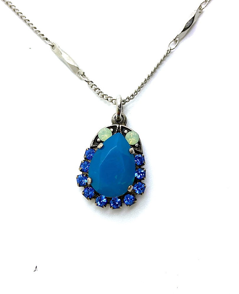 N-5032-50-1041-SP (2) Mariana Necklace Pendant Glamorous Caribbean Blue Opal, Royal Blue, & Chrysolite Opal Austrian Crystals Zhang Silk Road Coll. - Image 1