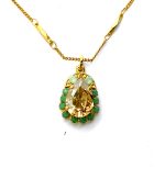 Mariana Necklace Pendant Elegant Lt Peach, Apple Green, & Chrysolite Opal Austrian Crystals Oasis Silk Road Coll.