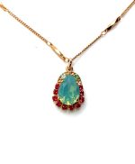 Mariana Necklace Pendant Beautiful Pacific Opal, Padparadscha, & Chrysolite Austrian Crystals Lotus Silk Road Coll.