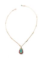Mariana Necklace Pendant Beautiful Pacific Opal, Padparadscha, & Chrysolite Austrian Crystals Lotus Silk Road Coll. - Image 2