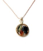 Mariana Necklace Pendant Tri Stone Lt Smoked Topaz, Jet, & Silver Night Austrian Crystals My Treasures Coll.