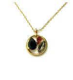 Mariana Necklace Pendant Finely Detailed Lt Smoked Topaz, Jet, & Silver Night Austrian Crystals My Treasures Coll.