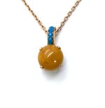 Mariana Necklace Pendant Lovely Yellow Jasper Mineral & Caribbean Blue Opal Austrian Crystals Kokomo Songbook Coll.