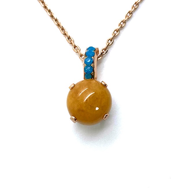 N-5062-M1058-RG (2) Mariana Necklace Pendant Lovely Yellow Jasper Mineral & Caribbean Blue Opal Austrian Crystals Kokomo Songbook Coll. - Image 1