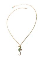 Mariana Necklace Pendant Sea Horse in Drk Green, Amethyst, & Blue Zircon Austrian Crystals Patience Inspiration Coll. - Image 2