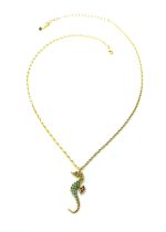Mariana Necklace Pendant Sea Horse Encrusted Drk Green, Amethyst, & Blue Zircon Austrian Crystals Patience Inspiration Coll. - Image 2