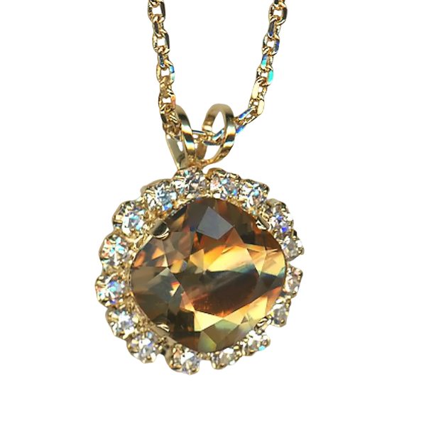 Mariana Necklace Pendant Fab Golden Shadow & Clear Austrian Crystals Kalahari Africa Coll.