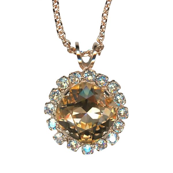 Mariana Necklace Pendant Simply Elegant Golden Shadow & Clear Austrian Crystals Peace Joy Of Life Coll.
