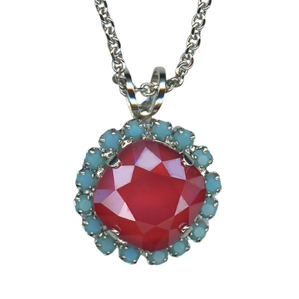 Mariana Necklace Pendant Sophisticated Red Coral & Turquoise Austrian Crystals Happiness Joy Of Life Coll.