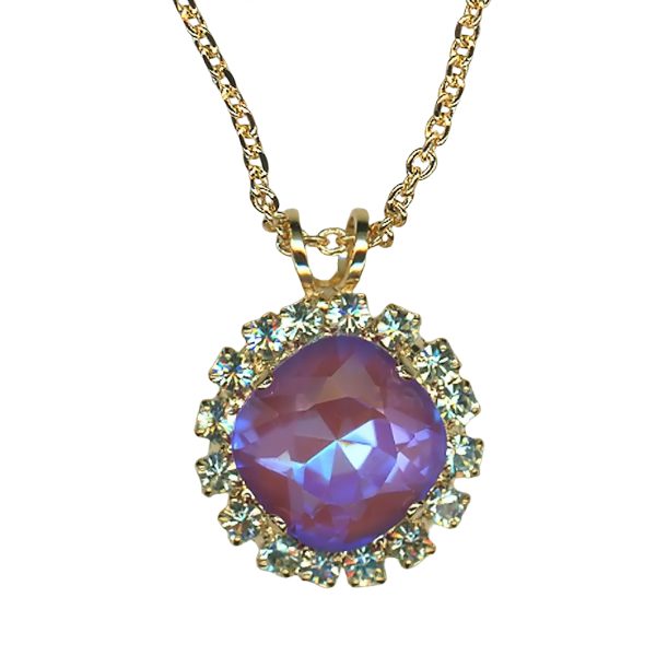 Mariana Necklace Pendant Beautiful Chrysolite & Lavender Delite Austrian Crystals Mint Chip A La Mode Coll.