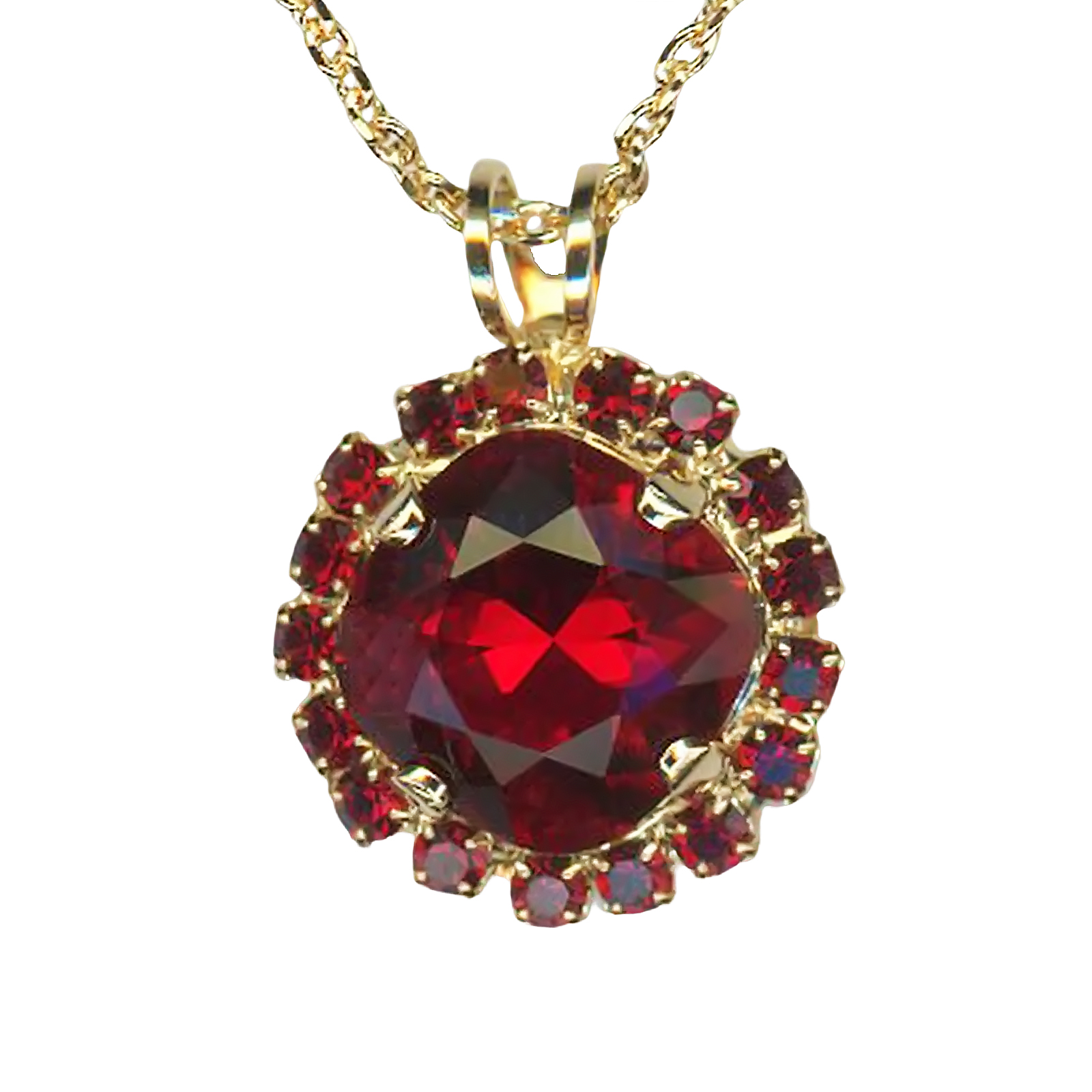 N-5080-4-208208-YG (1) Mariana Necklace Pendant Sophisticated Siam Austrian Crystals Primrose Cocktail Hour Coll. - Image 1