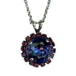 Mariana Necklace Pendant Elegant Tanzanite & Amethyst Austrian Crystals Peacock Nature Coll.