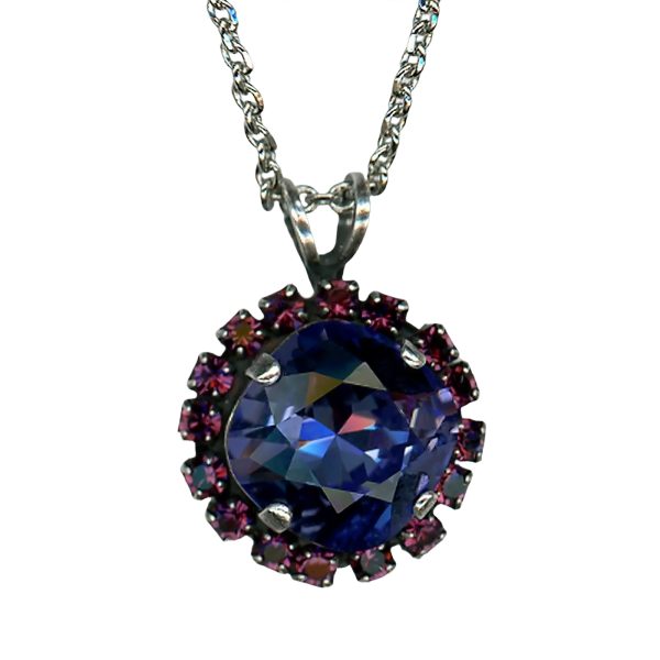 Mariana Necklace Pendant Elegant Tanzanite & Amethyst Austrian Crystals Peacock Nature Coll.