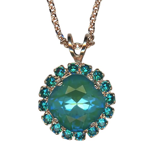 Mariana Necklace Pendant Stunning Blue Zircon & Laguna Delite Austrian Crystals My Treasures Coll.