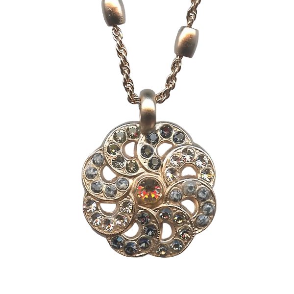 Mariana Necklace Pendant Alluring Black Diamond, Champagne, & Silk Austrian Crystals Luxury Nirvana Coll.