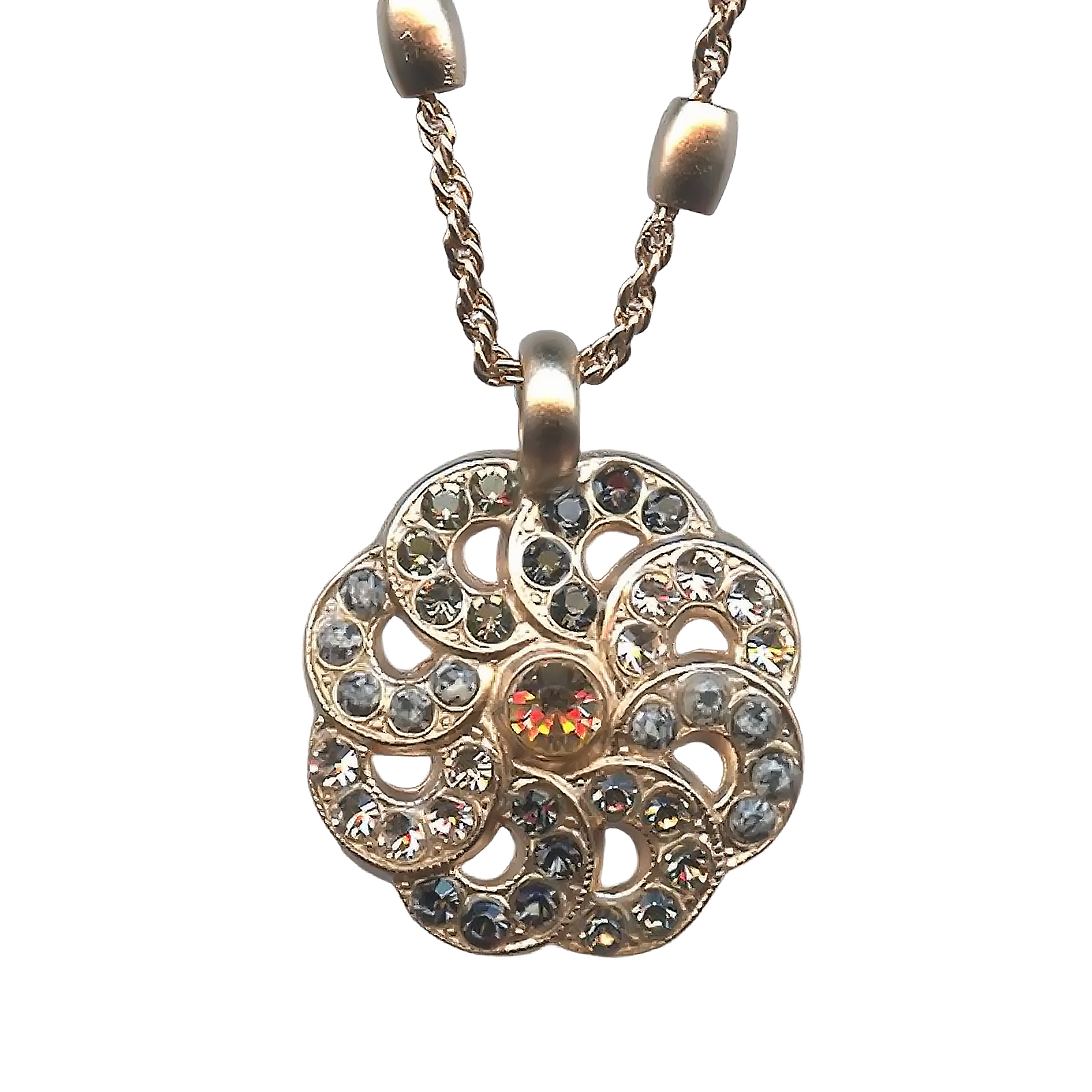 N-5083-2-1035-RG (1) Mariana Necklace Pendant Alluring Black Diamond, Champagne, & Silk Austrian Crystals Luxury Nirvana Coll. - Image 1