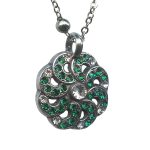 Mariana Necklace Pendant Simply Elegant Emerald & Clear Austrian Crystals My Treasures Coll. - Image 3