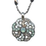 Mariana Necklace Pendant Exquisite White Opal, Pacific Opal, & Lt Peach Austrian Crystal Seaside Day Nirvana Coll.