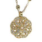 Mariana Necklace Pendant Elegant Cream Pearl, Champagne, & Clear Austrian Crystals My Treasures Coll. - Image 2