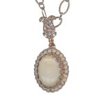 Mariana Necklace Pendant Elegant White Howlite Mineral, White Opal, & Moonlight Austrian Crystals My Treasures Coll. - Image 2