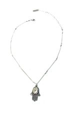 Necklace Pendant By Mariana Woman Hamsa in Clear and AB Swarovski Crystals - Image 3