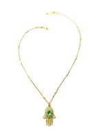 Mariana Necklace Pendant Hamsa in Peridot & AB Austrian Crystals Oasis Silk Road Coll. - Image 3