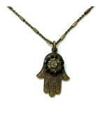 Necklace Pendant By Mariana Hamsa in Jet Black and Silver Night Swarovski Crystals