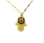 Mariana Necklace Pendant Hamsa in Jet Black & Silver Night Austrian Crystals My Treasures Coll.