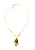 Mariana Necklace Pendant Hamsa in Jet Black & Silver Night Austrian Crystals My Treasures Coll. - Image 2