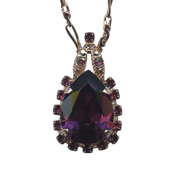 Mariana Necklace Pendant Sophisticated Purple & Aurum Austrian Crystals Bohemian Rhapsody Songbook Coll.