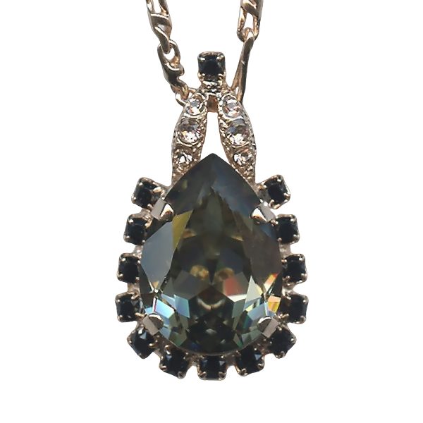 Mariana Necklace Pendant Glamorous Black Diamond, Jet, & Clear Austrian Crystals Black Velvet Songbook Coll.