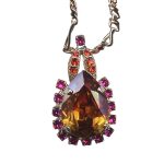 Necklace Pendant By Mariana Woman Fancy Amber and Fuchsia Swarovski Crystals - Image 3