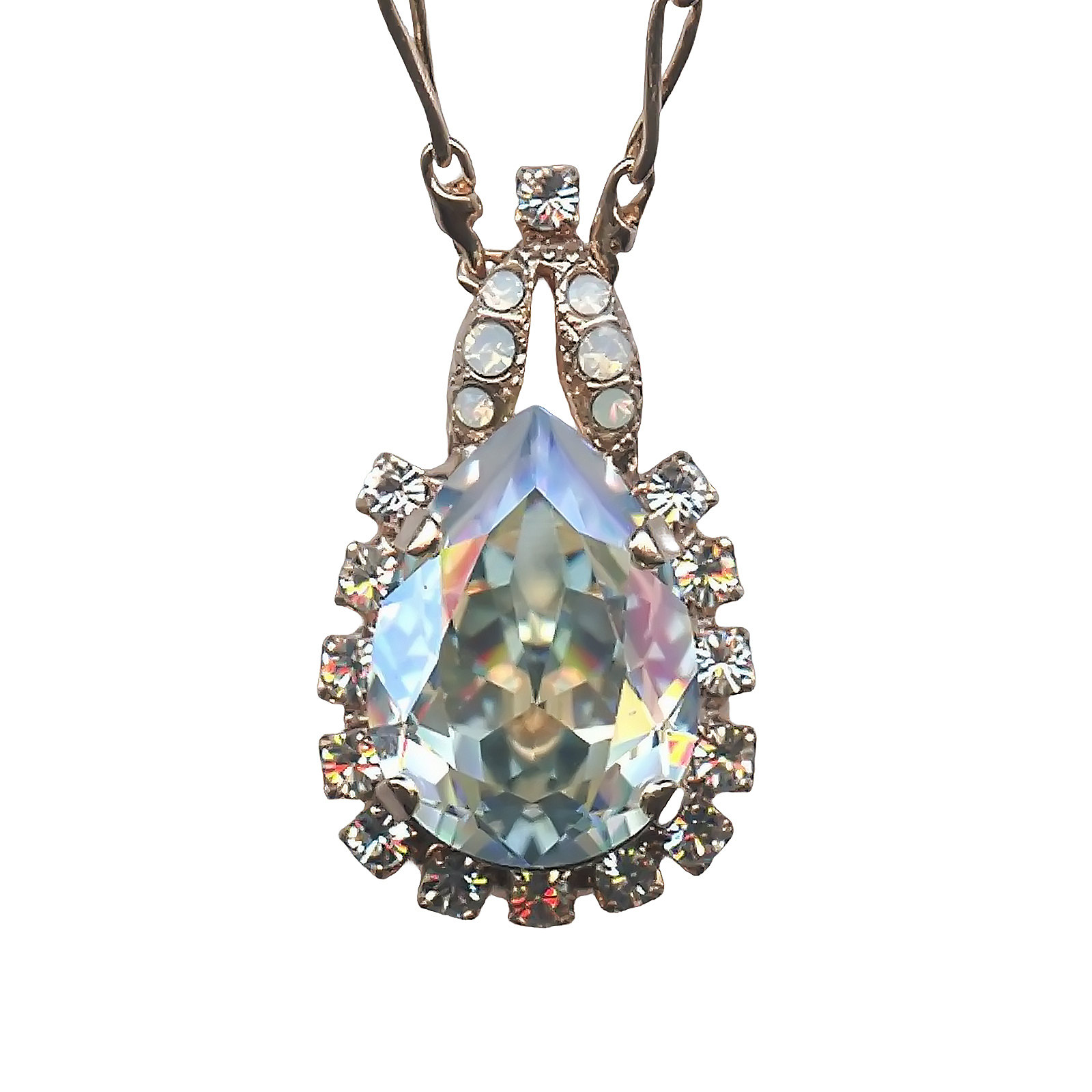 N-5098-2-1078-RG (1) Mariana Necklace Pendant Shimmering Clear & White Opal Austrian Crystals Kalahari Africa Coll. - Image 1