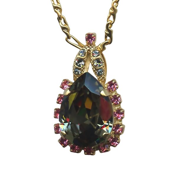 Mariana Necklace Pendant Luxurious Silver Night & Lt Rose Austrian Crystals Madagascar Africa Coll.