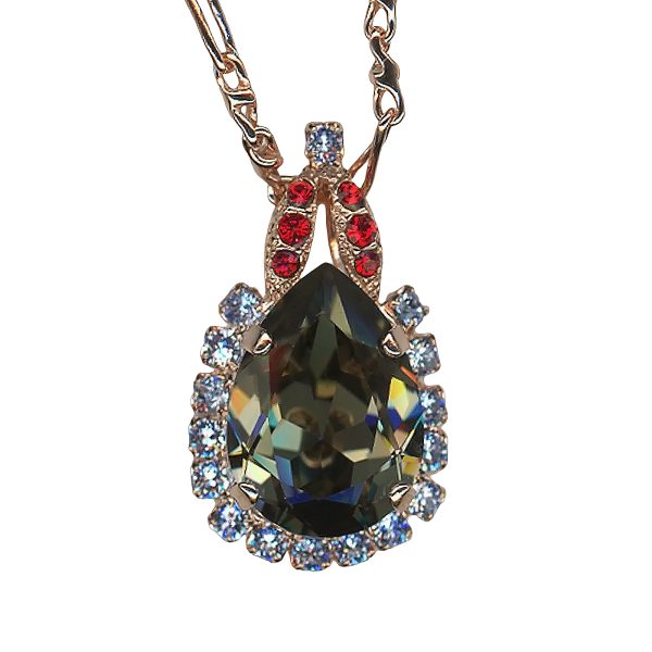 Mariana Necklace Pendant Classy Black Diamond, Lt Siam, & Lt Sapphire Austrian Crystals Gaea Odyssey Coll.