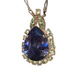 Mariana Necklace Pendant Stunning Tanzanite, Lemon, & Chrysolite Austrian Crystals Eggnog Coll. - Image 2