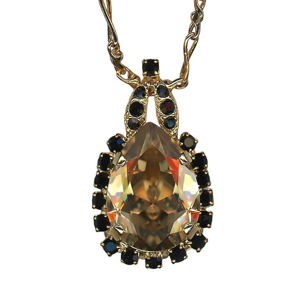 Mariana Necklace Pendant Elegant Golden Shadow & Jet Austrian Crystals My Treasures Coll.