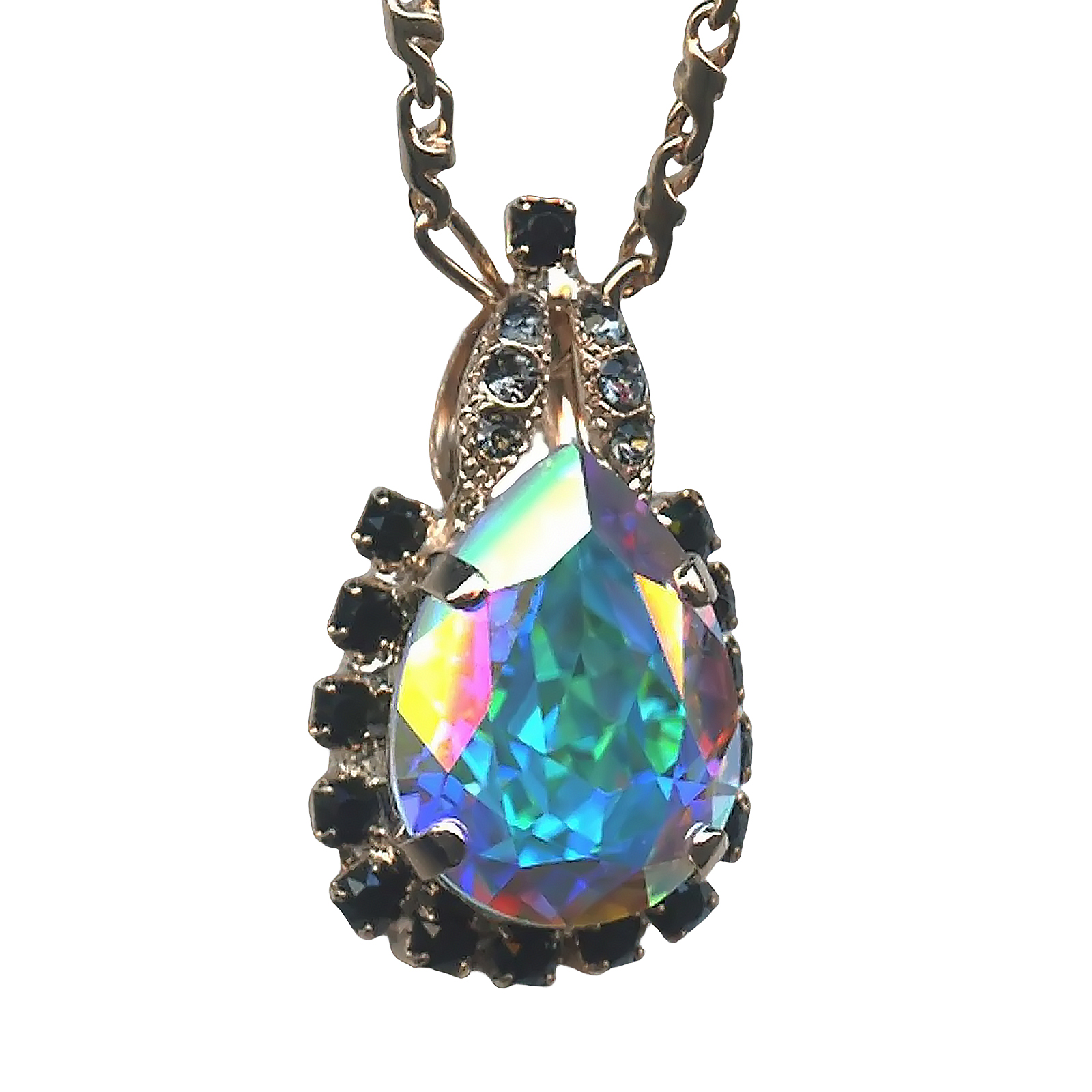 N-5098-2-3701-RG (1) Necklace Pendant By Mariana Paradise Coll. Iridescent Clear and Smokey Grey Swarovski Crystals - Image 1
