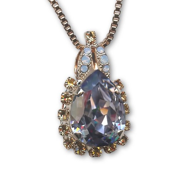 Mariana Necklace Pendant Charming Blue Shade, Golden Shadow, & Blue Opal Austrian Crystals Rhapsode Odyssey Coll.