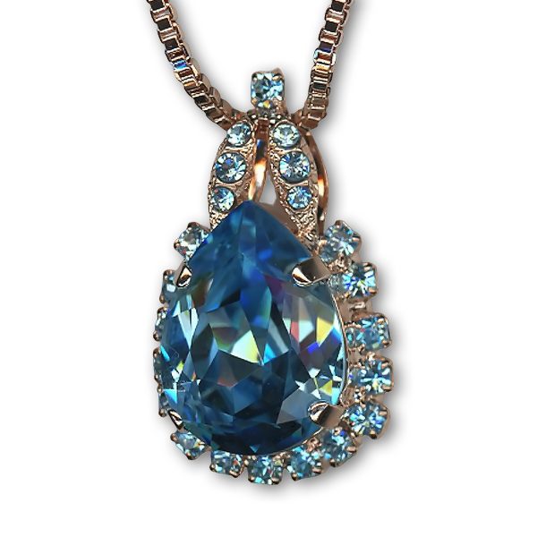 Mariana Necklace Pendant Gorgeous Aquamarine Austrian Crystals My Treasures Coll.
