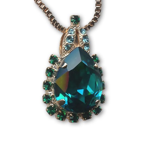 Mariana Necklace Pendant Timeless Emerald & Indicolite Austrian Crystals My Treasures Coll.
