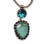 Mariana Necklace Pendant Gorgeous Pacific Opal, Indicolite, & Jet Austrian Crystals Cannoli The Sweet Life Coll. - Image 3